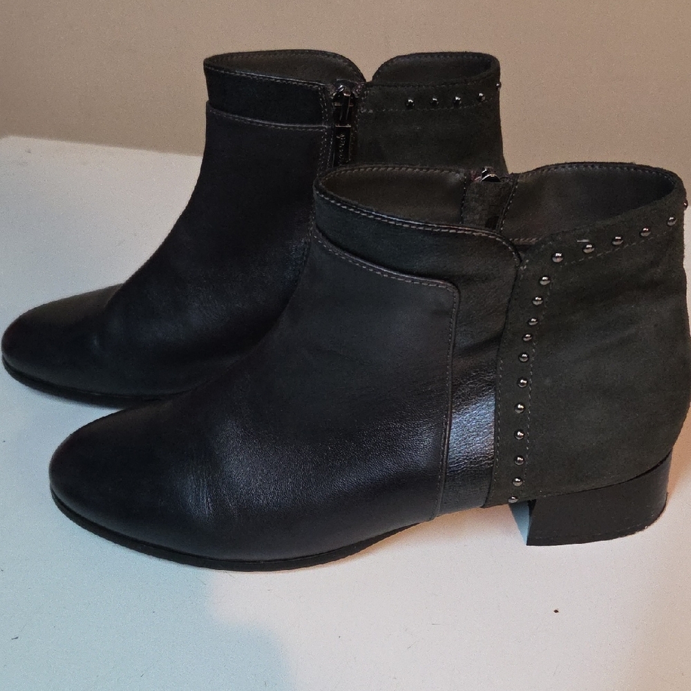 Sz 42 Regarde Le Ciel Cristion 25 Leather Suede Blue Black Grey Ankle Boots